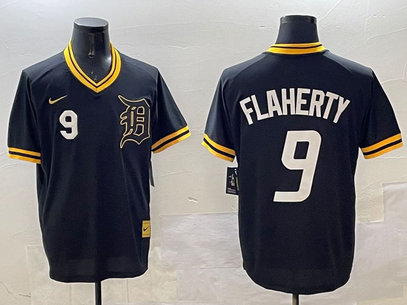 Men Detroit Tigers #9 Flaherty Black Gold Game 2025 Nike MLB Jersey style 5
